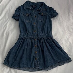 Polo by Ralph Lauren Dark Blue Denim Dress with Puff Sleeves